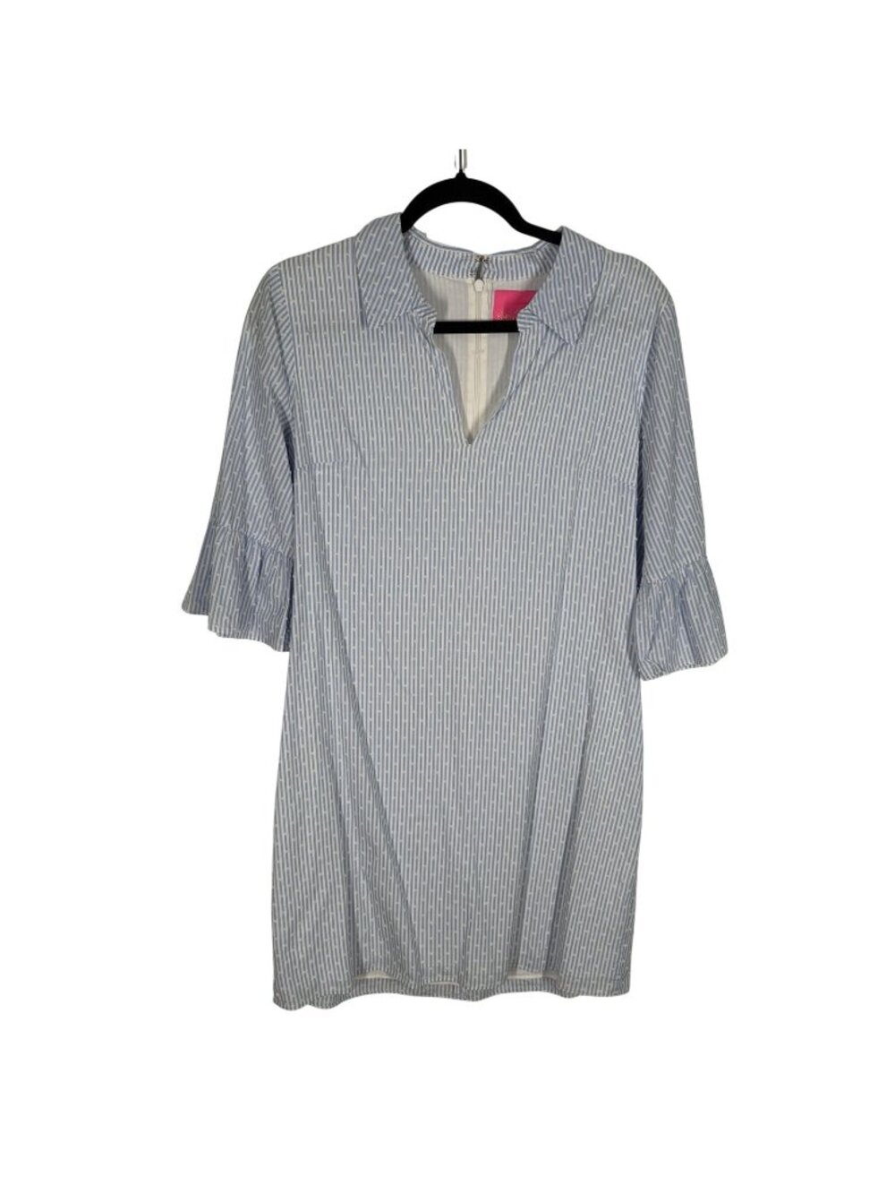 Lilly Pulitzer Wmn 12 Blue Peri Tint Yarn Dye Stripe With Clip Dots Ginger Dress - Picture 3 of 12